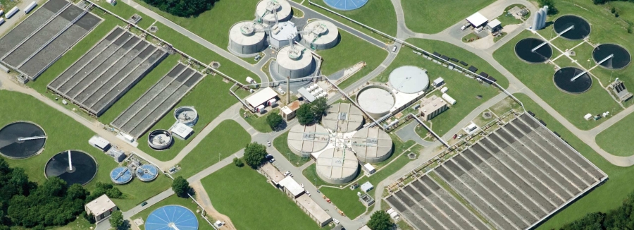 Aerial view of a water plant