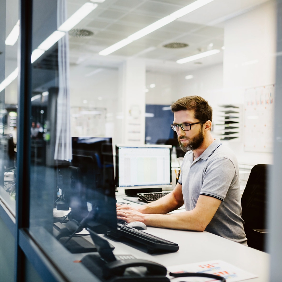 a man working on computer