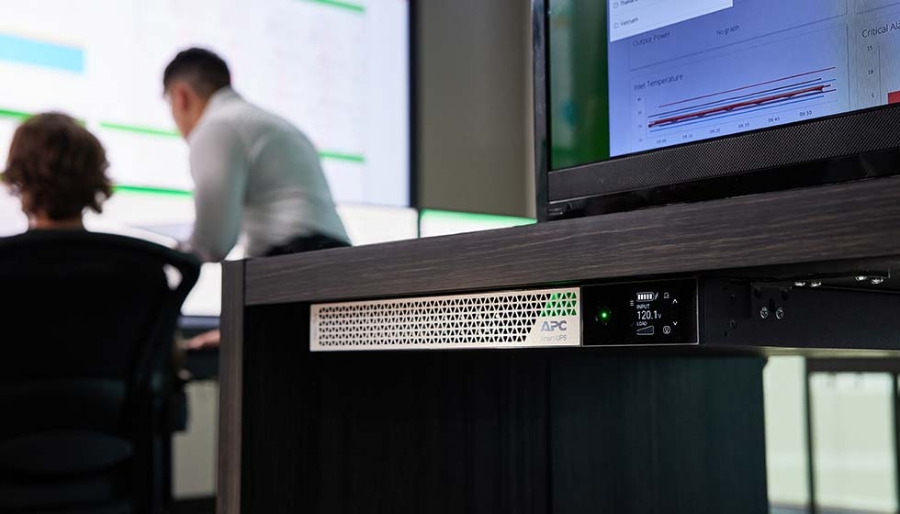 A Smart-UPS Ultra 3kW mounted under a desk using ceiling undermount