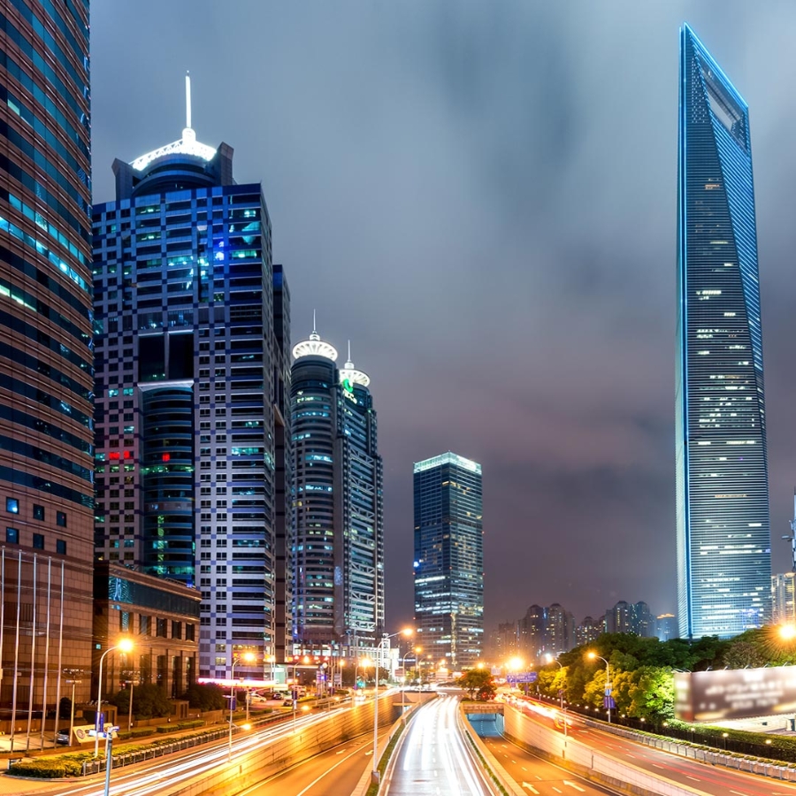 Illuminated View of a city at night