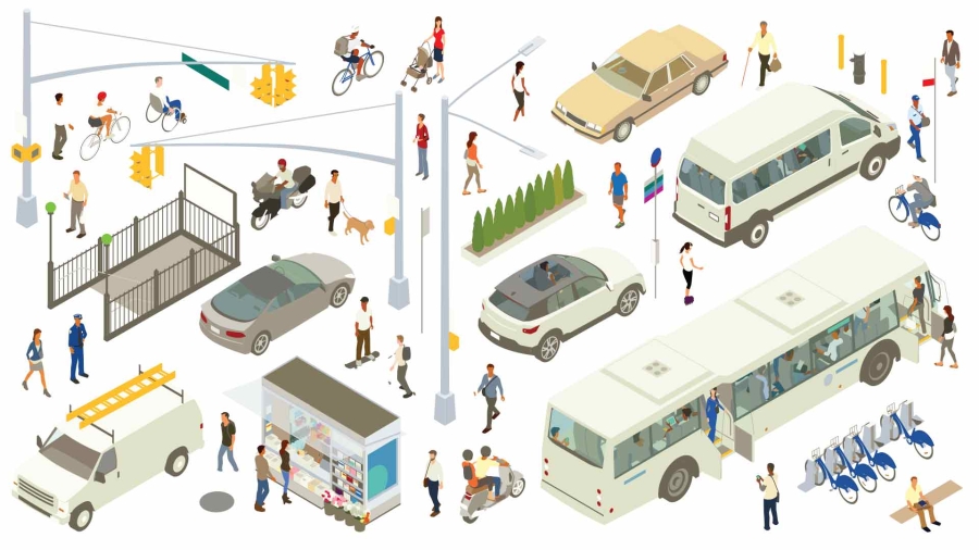 3d illustration of vehicles in a city