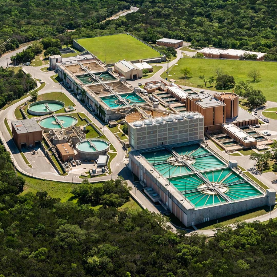 Water treatment plant aerial image