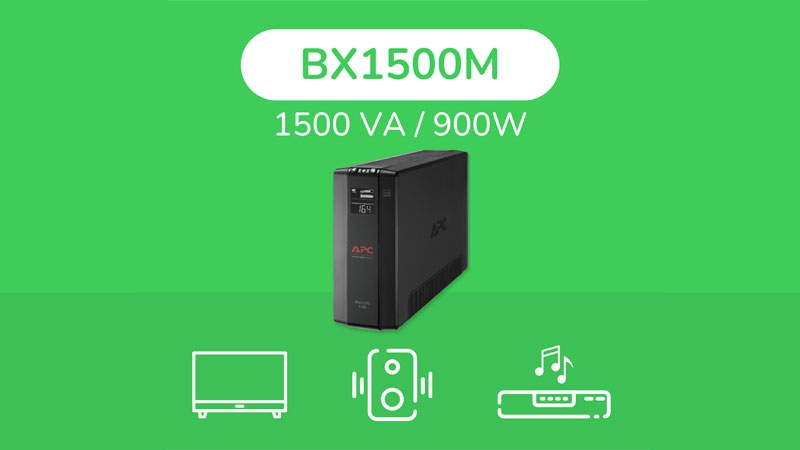 Back-UPS BX1500M Product Image with compatible device icons